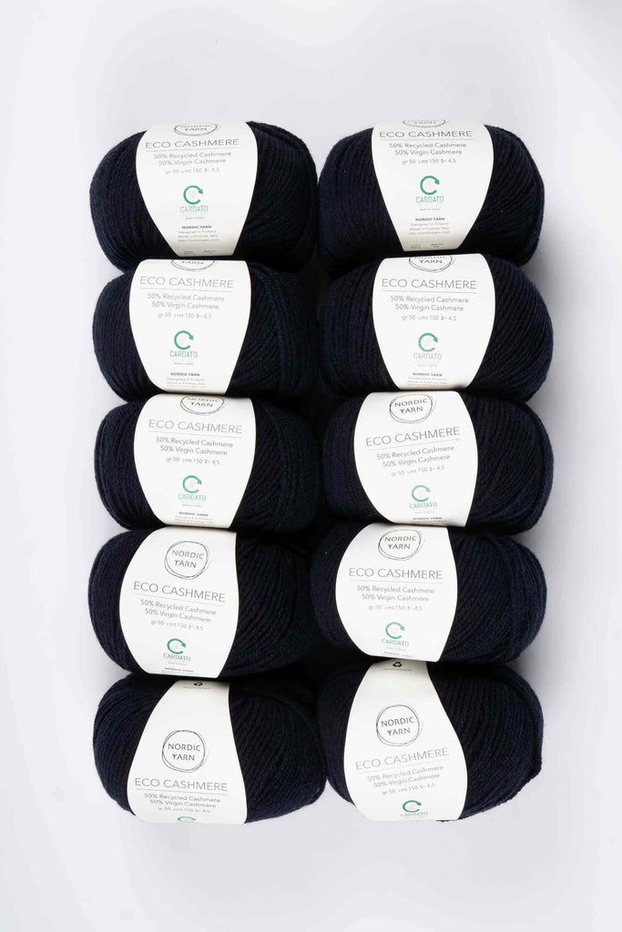 10 Pack of Eco Cashmere DK, 1 color Bundles Nordic Yarn 